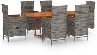 7 Piece Patio Dining Set Poly Rattan Gray