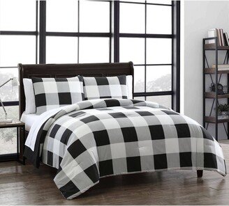 Queen 7pc Buffalo Plaid Quilt Set Black/White