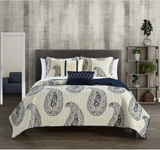 Shriya 9 Piece Two-Tone Paisley Print Bed In A Bag Quilt Set