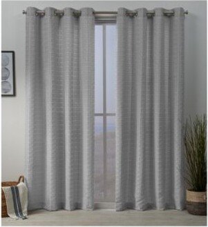 Squared Embellished Grommet Top Curtain Panel Pair