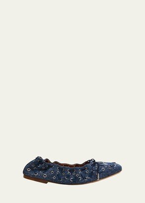 Oracia Grommet Denim Ballerina Flats