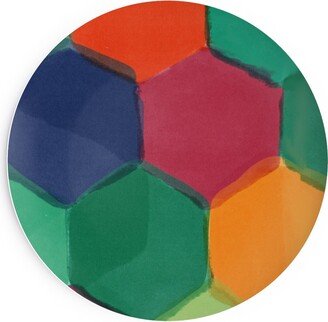 Salad Plates: Overlapping Hexagons - Warm Summer Salad Plate, Multicolor