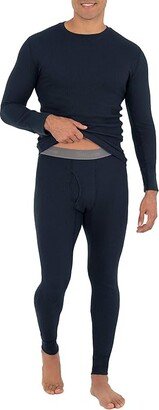 Mens Recycled Waffle Thermal Underwear Set (Top and Bottom) (Navy) Men's Clothing