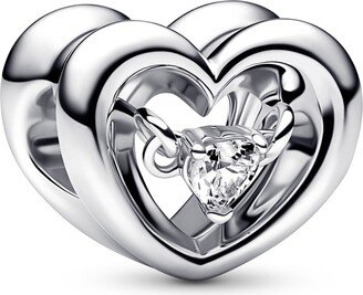 Cubic Zirconia Radiant Heart Floating Stone Charm