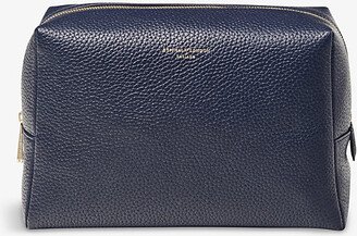 Womens Navy London Large Grained-leather Case