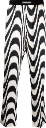 Abstract-Print Silk Trousers