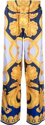 Baroque-Print Silk Trousers