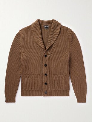 Shawl-Collar Ribbed Wool and Silk-Blend Cardigan