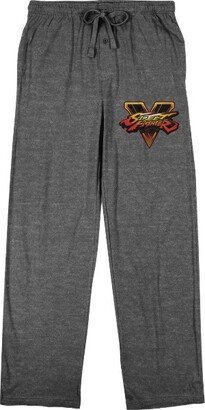 Street Fighter V Video Game Men's Classic Logo Graphite Heather Sleep Pajama Pants-Medium