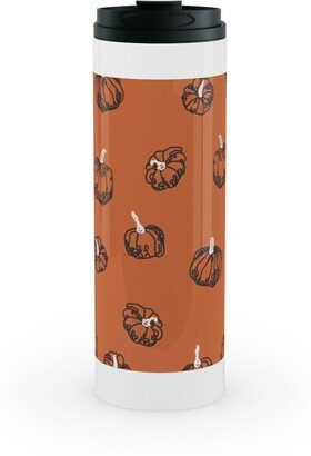 Travel Mugs: Pumpkins Stainless Mug, White, 16Oz, Orange
