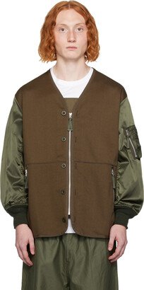 Khaki Zip Cardigan