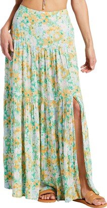 x Sun Chasers Rave Floral Tiered High Waist Maxi Skirt