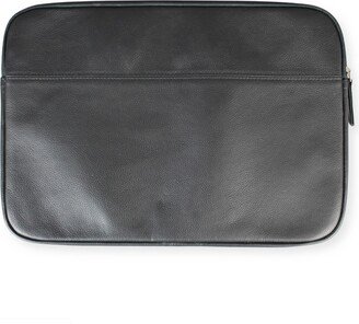 Leatherco. Black Leather Laptop Case With Gunmetal Zip