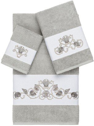 Bella 3-Piece Embellished Towel Set - Light Grey