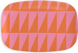 Serving Platters: Dual Traingles - Pink Serving Platter, Pink