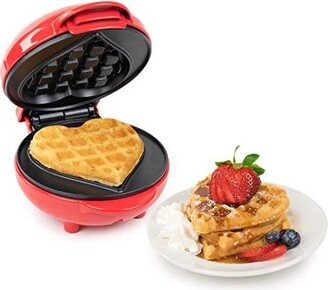 Nostalgia MyMini Personal Electric Heart Waffle Maker 5-Inch Cooking Surface Red
