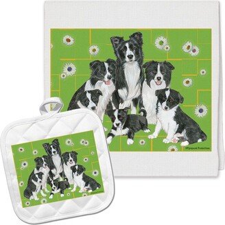 Border Collie Kitchen Dish Towel & Pot Holder Gift Set