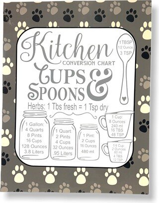 Inch Magnet Kitchen Measurements Conversion Chart Cups & Spoons Gray Dog Cat Paws