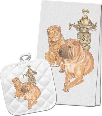 Shar-Pei Kitchen Dish Towel & Pot Holder Gift Set