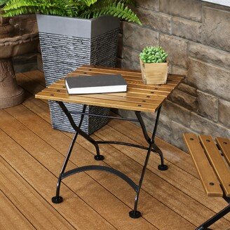 Sunnydaze Decor European 20-Inch Square Chestnut Folding Square Side Table - Brown