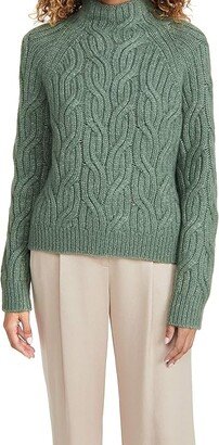 Women's Twisted Chain Turtleneck (Heather Jadeite) Women's Sweater