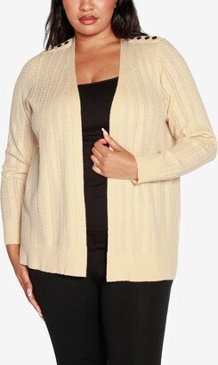 Black Label Plus Size Open-Front Cable-Knit Cardigan Sweater