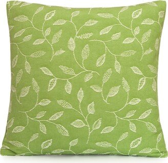 Apple Green Embroidered Branches & Leaves Decorative Pillow Cover. Accent Throw Pillow, Home Decor.