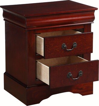 GREATPLANINC Antique Brass Wood Nightstand, Traditional Bedside Tables with Nickel Metal Handle and 2 Storage Drawer for Bedroom