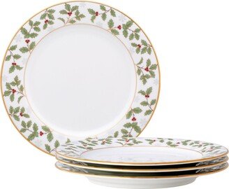 Holly Berry 8.25 Salad Plate, Set of 4 - White, Green