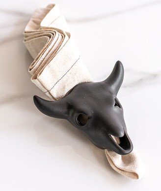 Rialheim Cow Skull Napkin Holder, Black