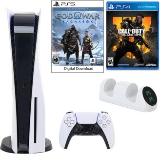 Sony PlayStation 5 Core Console with God of War: Ragnarok with Dual Charger and Call of Duty Black Ops 4