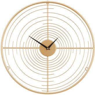 VIVIAN LUNE HOME Goldtone Metal Open Frame Swirl Wall Clock