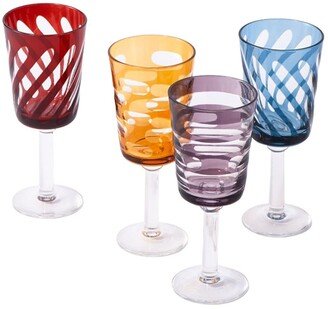 Set of 4 Tubular wine glasses