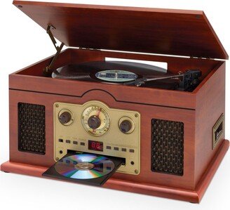 iLive 6-in-1 Bluetooth Turntable with Cd or Cassette Players and Am or Fm Radio, ITTB610LW