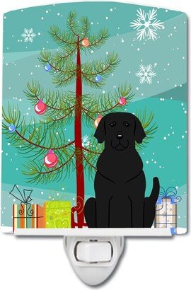 Merry Christmas Tree Black Labrador Ceramic Night Light