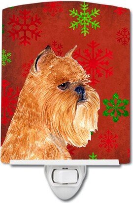 Brussels Griffon Red and Green Snowflakes Holiday Christmas Ceramic Night Light