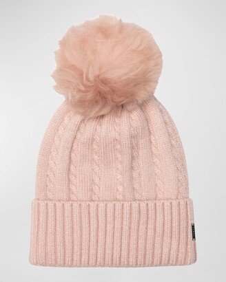 Cable-Knit Toscana Lamb Pom Beanie