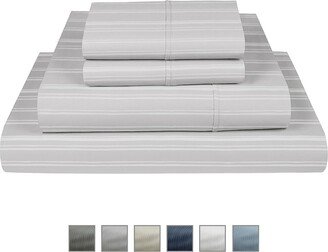 Fisher West New York Manhattan 1000 Thread Count Cotton Rich Wrinkle Resistant Queen Stripe Sheet 6-Piece Set, Fits Mattress Upto 17