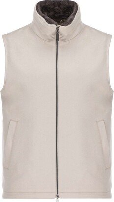 High Neck Zip-Up Gilet-AA