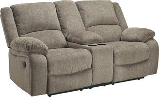 Fabric Upholstered Dual Reclining Loveseat with Console, Taupe Brown