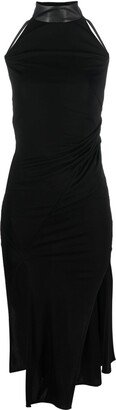 Halterneck Asymmetric Midi Dress