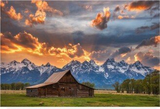 Darren White Photography Moulton barn sunset fire Canvas Art - 27 x 33.5