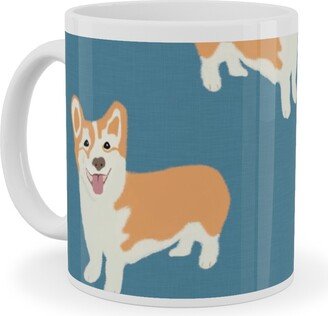 Mugs: Corgi Ceramic Mug, White, 11Oz, Blue