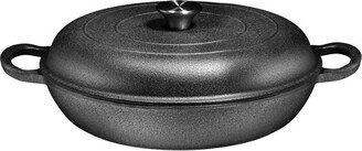 121oz Enamel Cast Iron Dutch Oven With Handles And Lid, Black