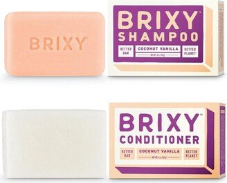 Brixy Coconut Vanilla Shampoo & Conditioner Bar for Balance, Softness, & Hydration