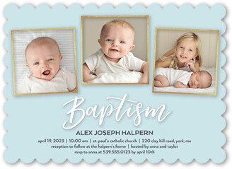 Baptism Invitations: Bright Twinkle Boy Baptism Invitation, Blue, 5X7, Signature Smooth Cardstock, Scallop