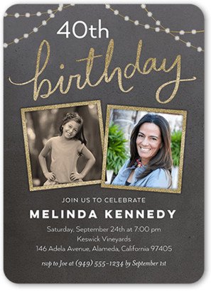 Adult Birthday Invitations: Birthday Lights Birthday Invitation, Black, 5X7, Matte, Signature Smooth Cardstock, Rounded