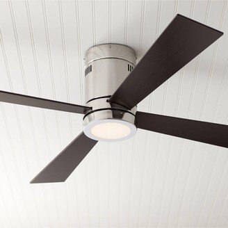 Casa Vieja 52 Revue Modern Mid Century Low Profile Hugger Indoor Ceiling Fan with Light Led Remote Flush Mount Brushed Nickel Oiled Bronze House Bedroom Living