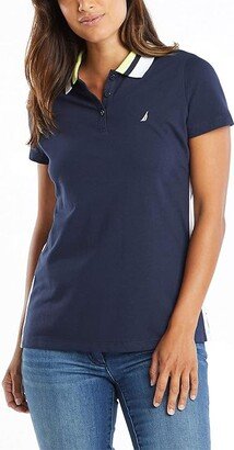 Women's Stretch Cotton Polo Shirt (Navy Seas) Women's Clothing