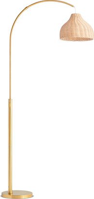 Brightech Lark LED Arc Floor Lamp with Rattan Wicker Shade